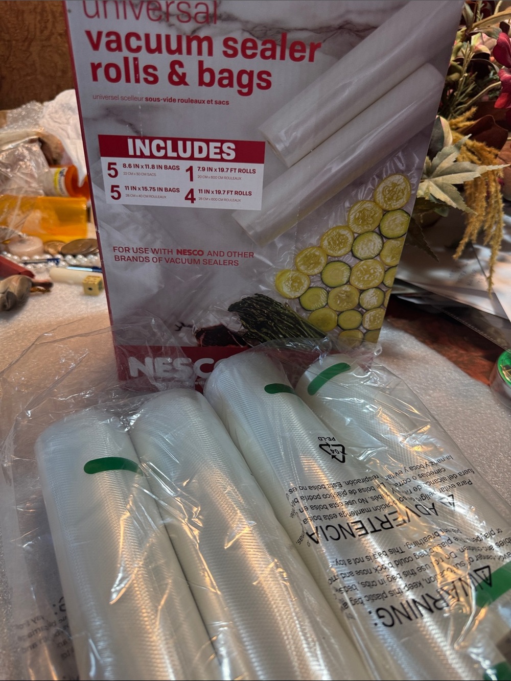 Enesco White Vacuum Sealer Rolls & Bags Pack
